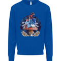 Trippy Alice Magic Mushrooms LSD Mens Sweatshirt Jumper Royal Blue