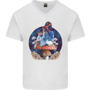 Trippy Alice Magic Mushrooms LSD Mens V-Neck Cotton T-Shirt White