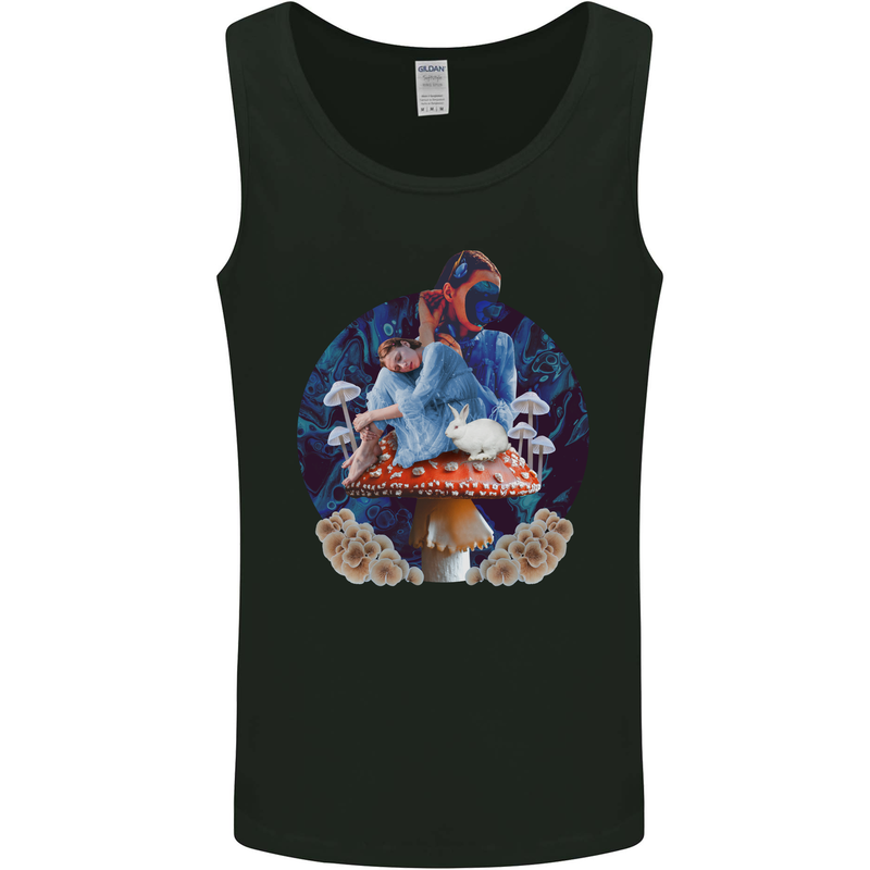 Trippy Alice Magic Mushrooms LSD Mens Vest Tank Top Black