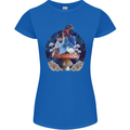 Trippy Alice Magic Mushrooms LSD Womens Petite Cut T-Shirt Royal Blue