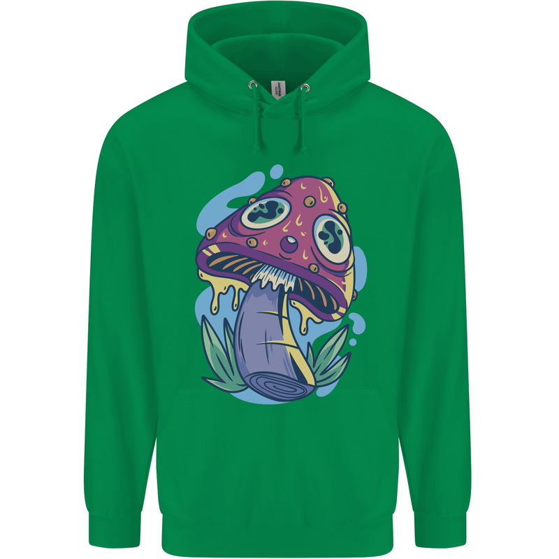 Trippy Magic Mushroom LSD Childrens Kids Hoodie Irish Green