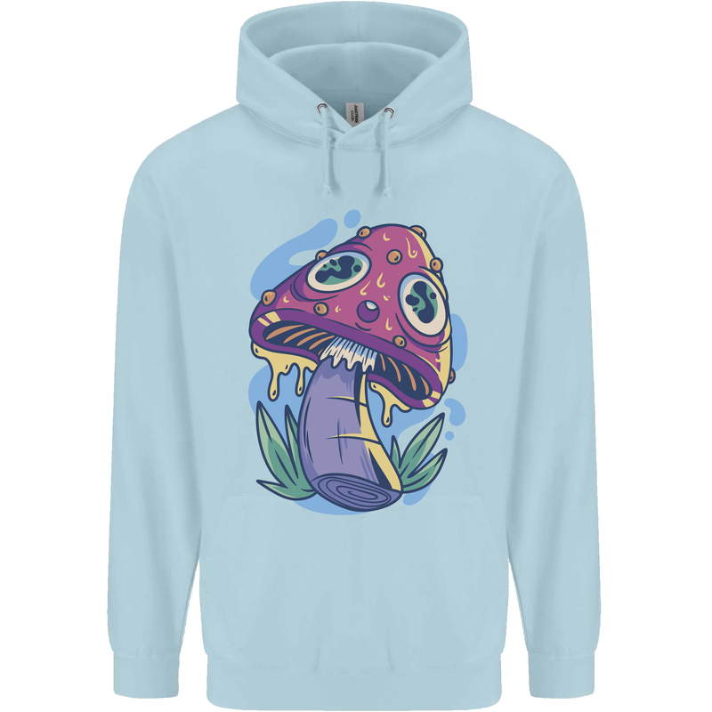 Trippy Magic Mushroom LSD Childrens Kids Hoodie Light Blue