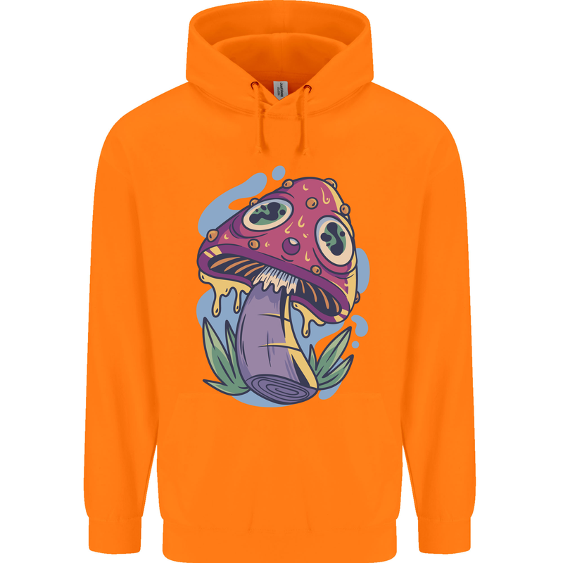 Trippy Magic Mushroom LSD Childrens Kids Hoodie Orange