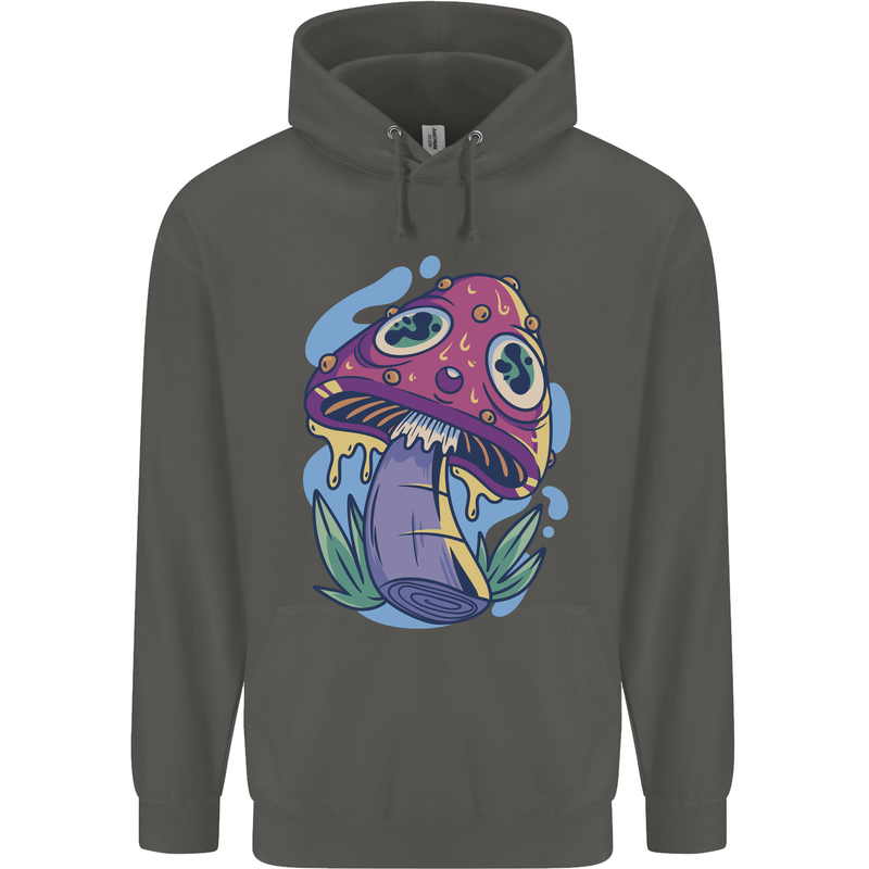 Trippy Magic Mushroom LSD Childrens Kids Hoodie Storm Grey
