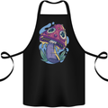 Trippy Magic Mushroom LSD Cotton Apron 100% Organic Black