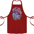 Trippy Magic Mushroom LSD Cotton Apron 100% Organic Maroon