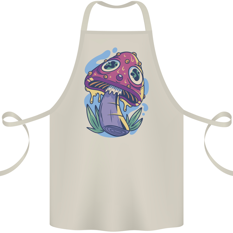 Trippy Magic Mushroom LSD Cotton Apron 100% Organic Natural