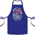 Trippy Magic Mushroom LSD Cotton Apron 100% Organic Royal Blue