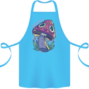 Trippy Magic Mushroom LSD Cotton Apron 100% Organic Turquoise