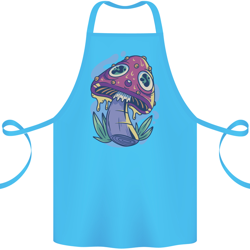 Trippy Magic Mushroom LSD Cotton Apron 100% Organic Turquoise