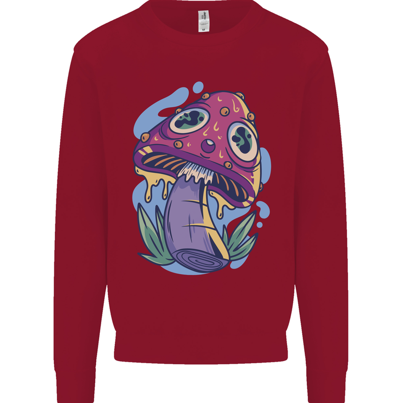 Trippy Magic Mushroom LSD Kids Sweatshirt Jumper Red