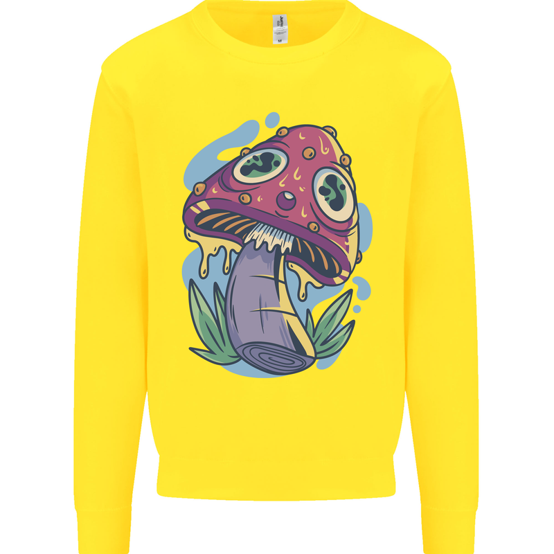 Trippy Magic Mushroom LSD Kids Sweatshirt Jumper Yellow