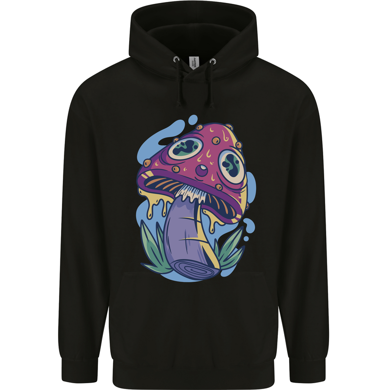 Trippy Magic Mushroom LSD Mens 80% Cotton Hoodie Black