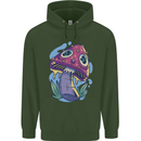Trippy Magic Mushroom LSD Mens 80% Cotton Hoodie Forest Green