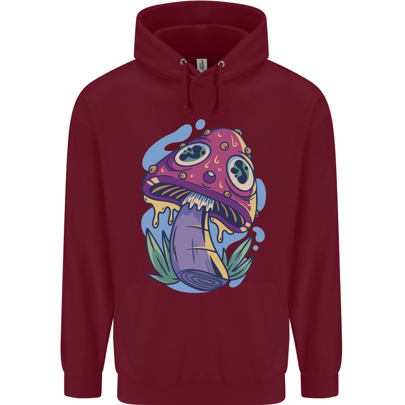 Trippy Magic Mushroom LSD Mens 80% Cotton Hoodie Maroon