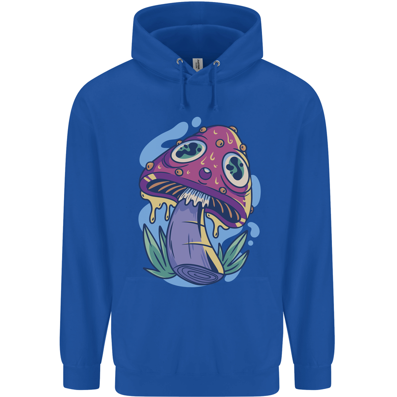 Trippy Magic Mushroom LSD Mens 80% Cotton Hoodie Royal Blue