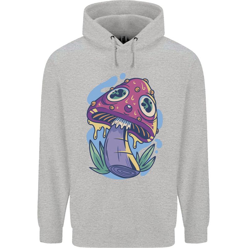 Trippy Magic Mushroom LSD Mens 80% Cotton Hoodie Sports Grey