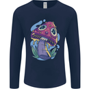 Trippy Magic Mushroom LSD Mens Long Sleeve T-Shirt Navy Blue