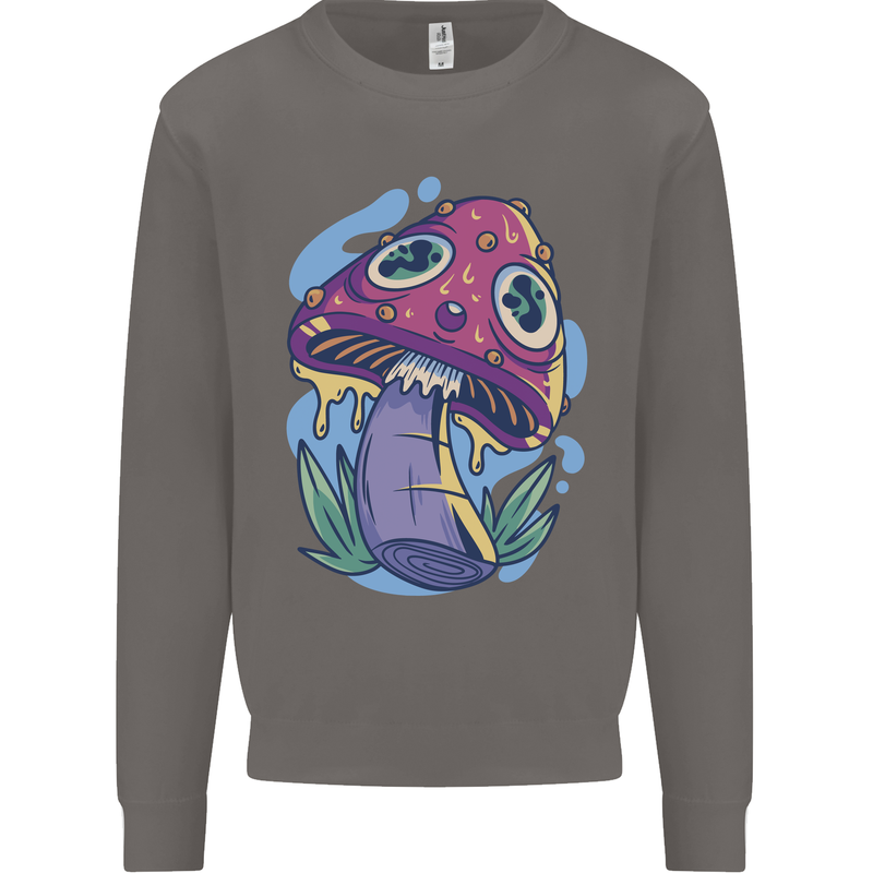 Trippy Magic Mushroom LSD Mens Sweatshirt Jumper Charcoal