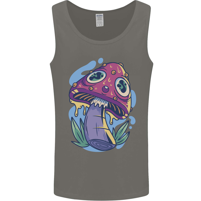 Trippy Magic Mushroom LSD Mens Vest Tank Top Charcoal