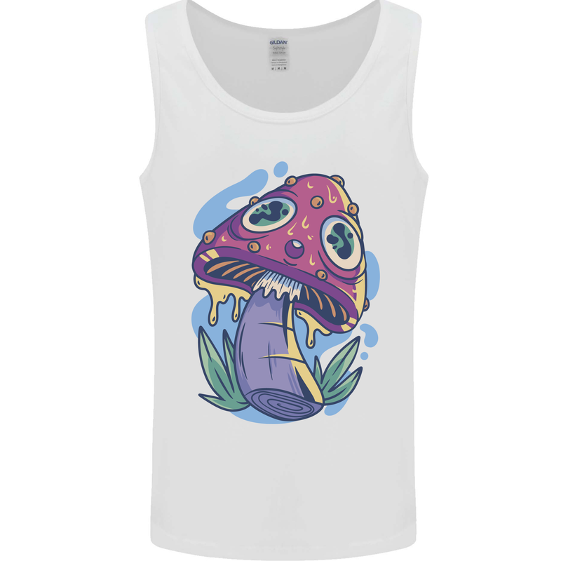 Trippy Magic Mushroom LSD Mens Vest Tank Top White