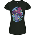 Trippy Magic Mushroom LSD Womens Petite Cut T-Shirt Black