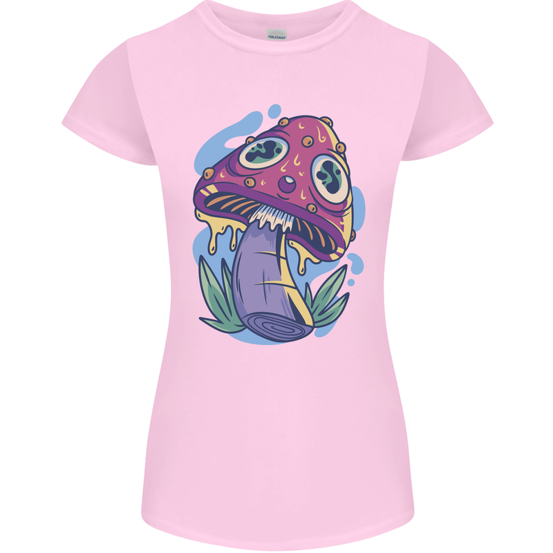 Trippy Magic Mushroom LSD Womens Petite Cut T-Shirt Light Pink