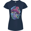 Trippy Magic Mushroom LSD Womens Petite Cut T-Shirt Navy Blue