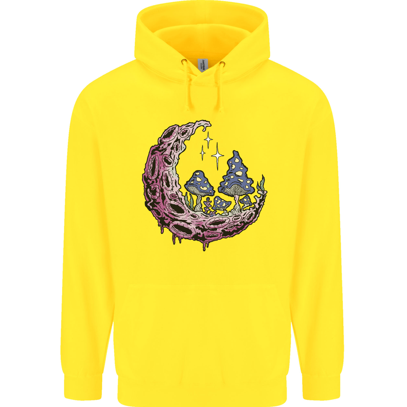 Trippy Magic Mushroom Moon LSD Psychedelic Childrens Kids Hoodie Yellow