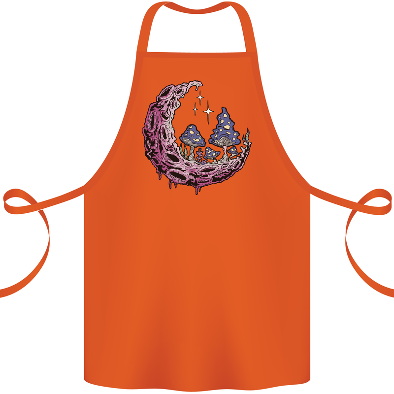 Trippy Magic Mushroom Moon LSD Psychedelic Cotton Apron 100% Organic Orange