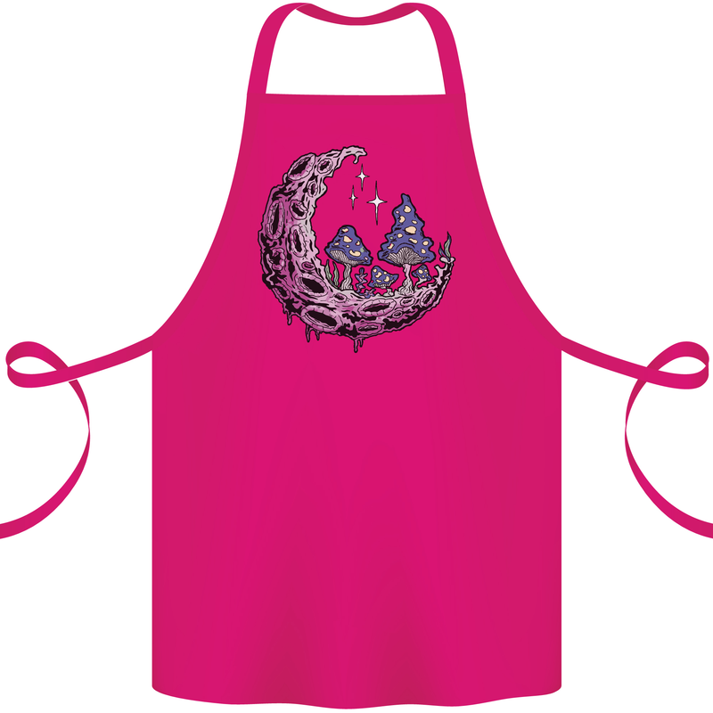 Trippy Magic Mushroom Moon LSD Psychedelic Cotton Apron 100% Organic Pink