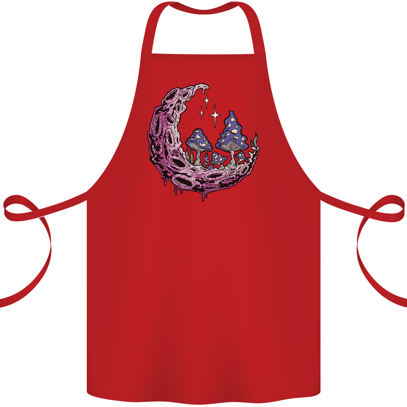 Trippy Magic Mushroom Moon LSD Psychedelic Cotton Apron 100% Organic Red