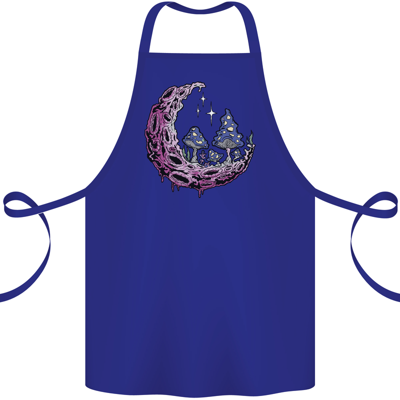 Trippy Magic Mushroom Moon LSD Psychedelic Cotton Apron 100% Organic Royal Blue
