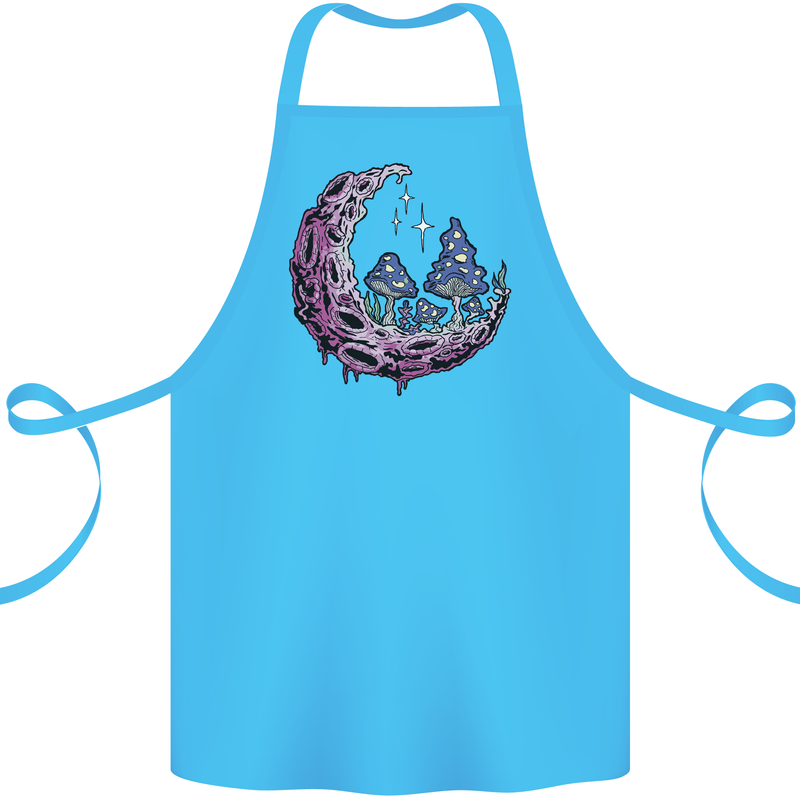 Trippy Magic Mushroom Moon LSD Psychedelic Cotton Apron 100% Organic Turquoise