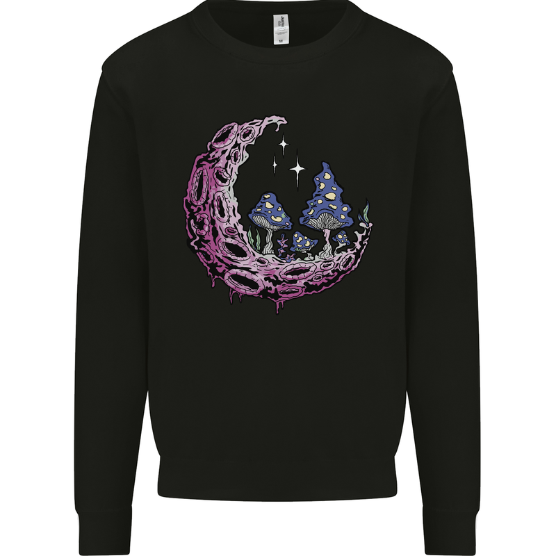 Trippy Magic Mushroom Moon LSD Psychedelic Kids Sweatshirt Jumper Black