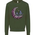 Trippy Magic Mushroom Moon LSD Psychedelic Kids Sweatshirt Jumper Forest Green