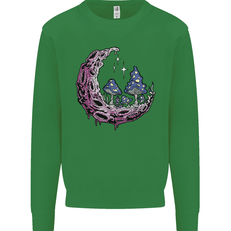 Trippy Magic Mushroom Moon LSD Psychedelic Kids Sweatshirt Jumper Irish Green