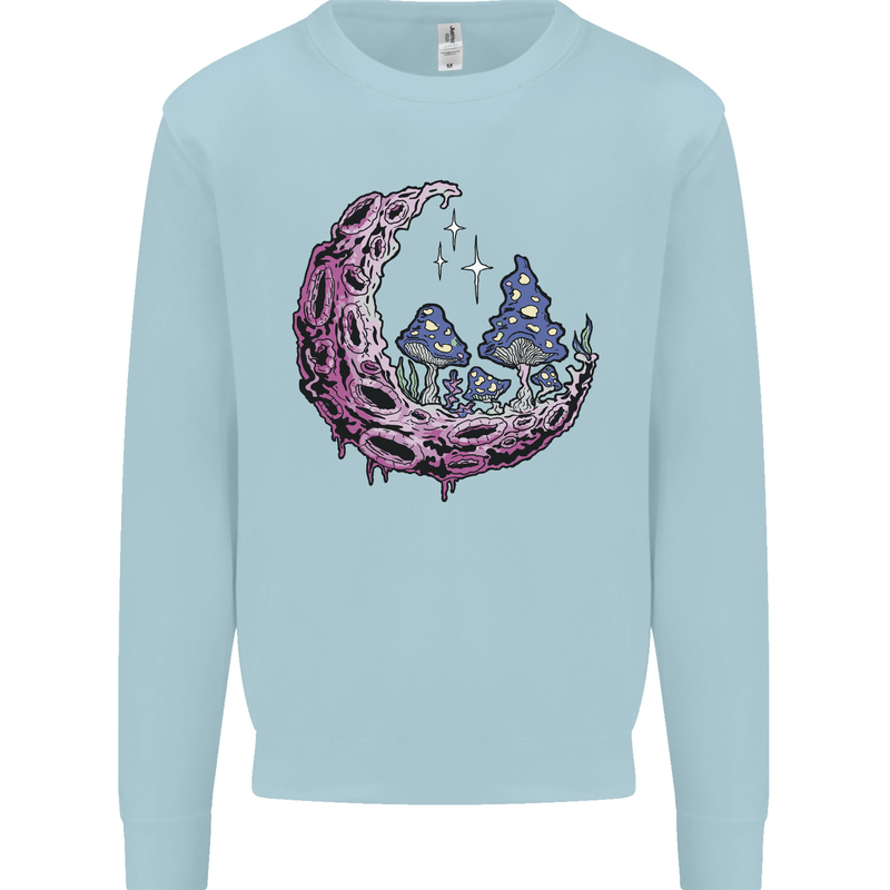 Trippy Magic Mushroom Moon LSD Psychedelic Kids Sweatshirt Jumper Light Blue
