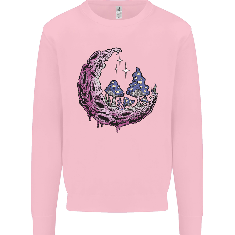 Trippy Magic Mushroom Moon LSD Psychedelic Kids Sweatshirt Jumper Light Pink