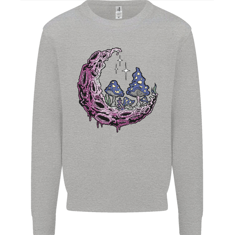 Trippy Magic Mushroom Moon LSD Psychedelic Kids Sweatshirt Jumper Sports Grey