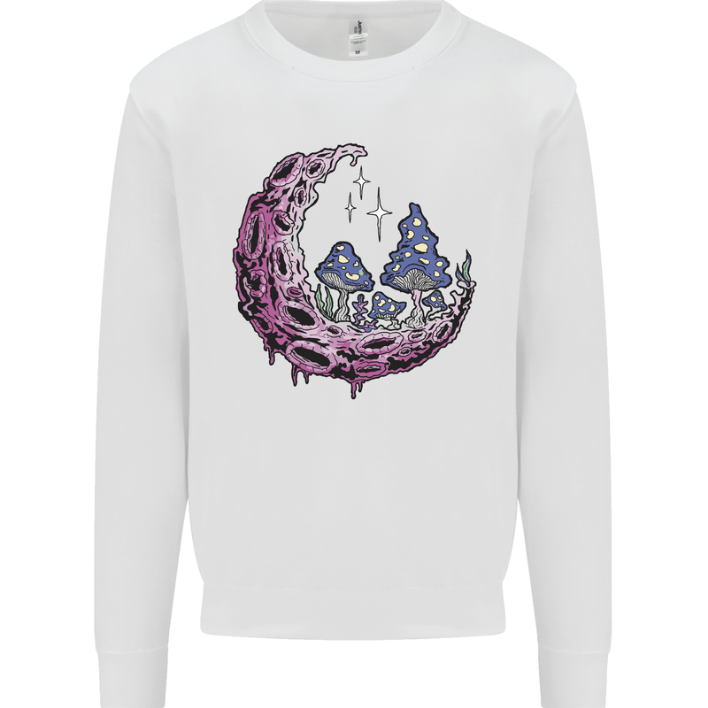 Trippy Magic Mushroom Moon LSD Psychedelic Kids Sweatshirt Jumper White
