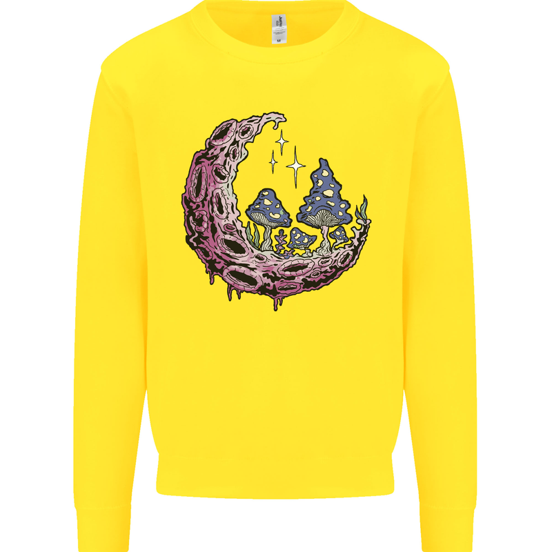 Trippy Magic Mushroom Moon LSD Psychedelic Kids Sweatshirt Jumper Yellow