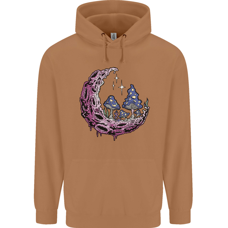 Trippy Magic Mushroom Moon LSD Psychedelic Mens 80% Cotton Hoodie Caramel Latte