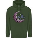 Trippy Magic Mushroom Moon LSD Psychedelic Mens 80% Cotton Hoodie Forest Green