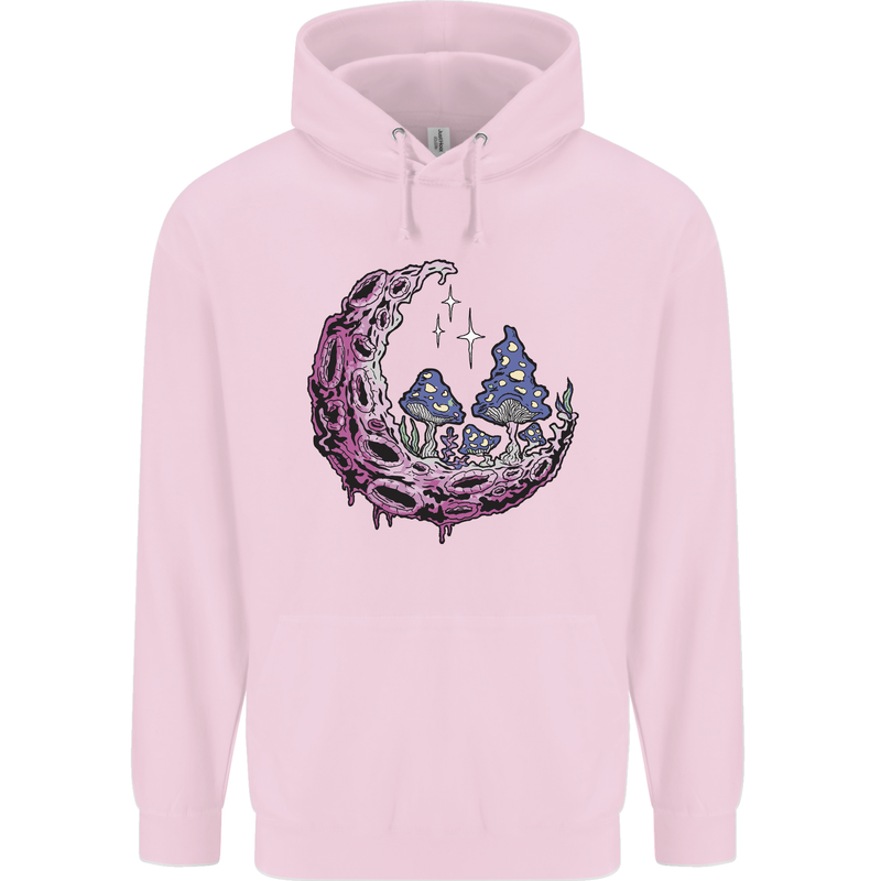 Trippy Magic Mushroom Moon LSD Psychedelic Mens 80% Cotton Hoodie Light Pink