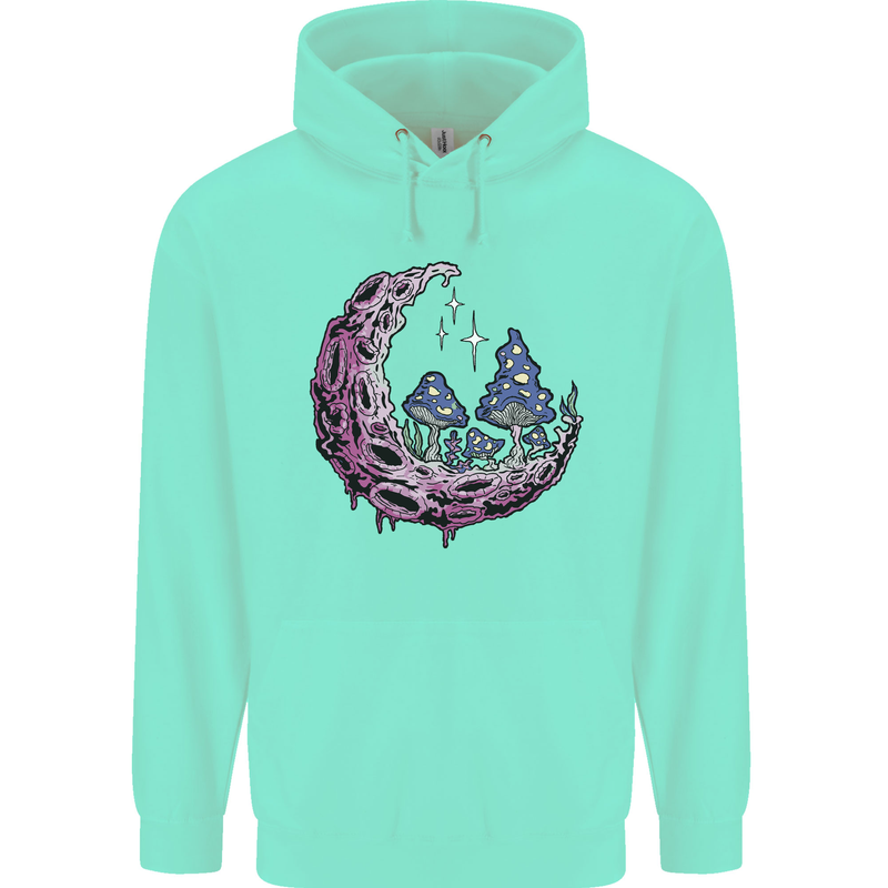 Trippy Magic Mushroom Moon LSD Psychedelic Mens 80% Cotton Hoodie Peppermint