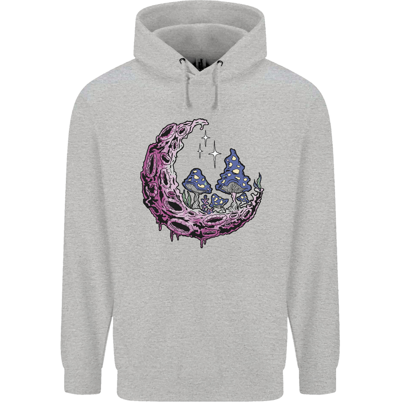 Trippy Magic Mushroom Moon LSD Psychedelic Mens 80% Cotton Hoodie Sports Grey