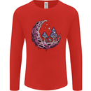 Trippy Magic Mushroom Moon LSD Psychedelic Mens Long Sleeve T-Shirt Red