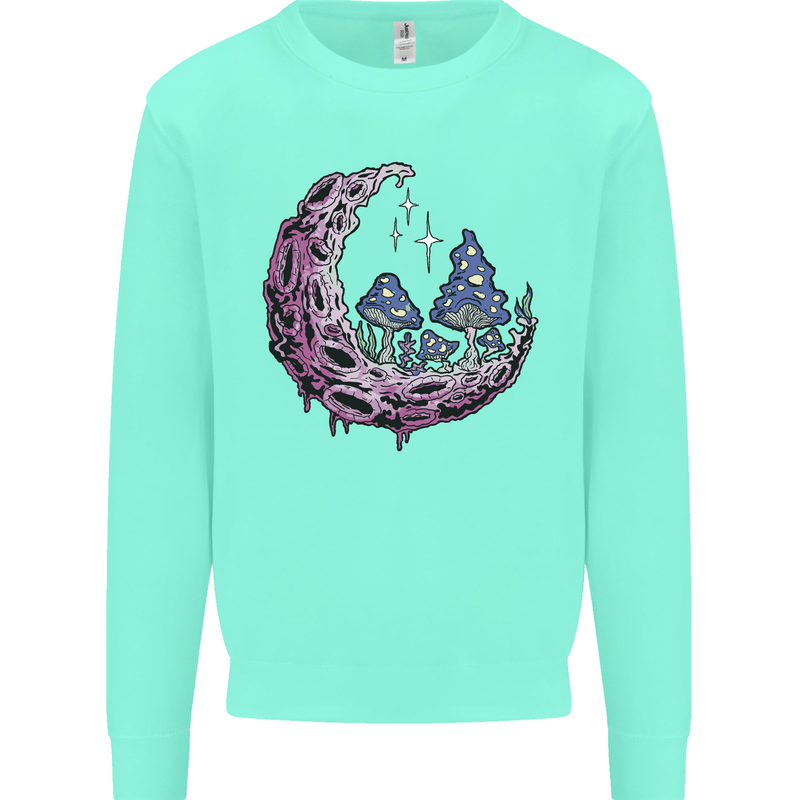 Trippy Magic Mushroom Moon LSD Psychedelic Mens Sweatshirt Jumper Peppermint