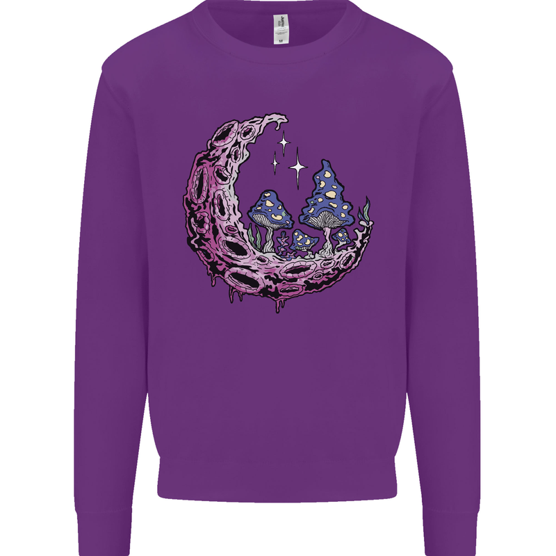 Trippy Magic Mushroom Moon LSD Psychedelic Mens Sweatshirt Jumper Purple